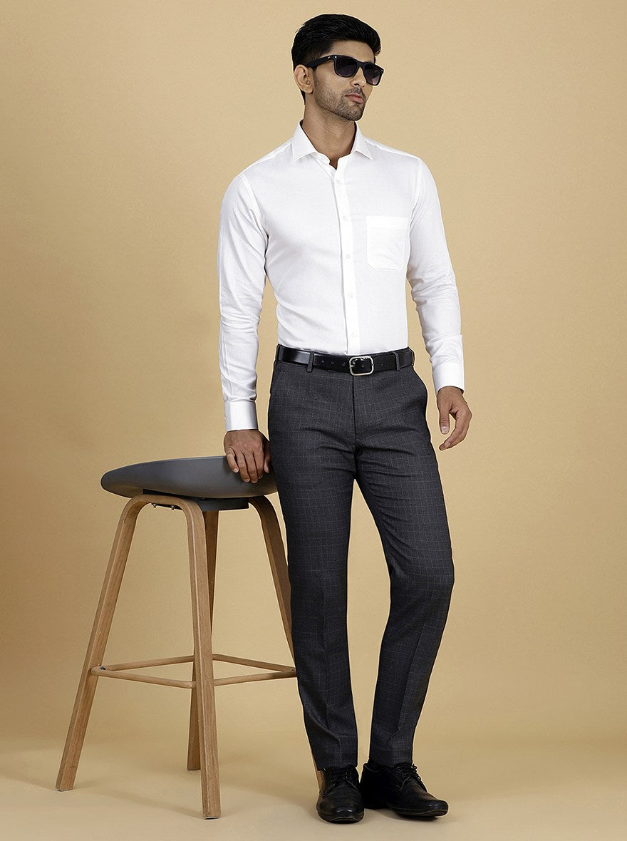 White Solid Slim Fit Formal Shirt | Metal