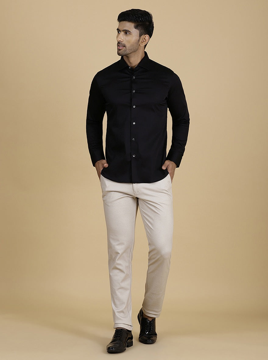Black Solid Slim Fit Party Wear Shirt | Wyre