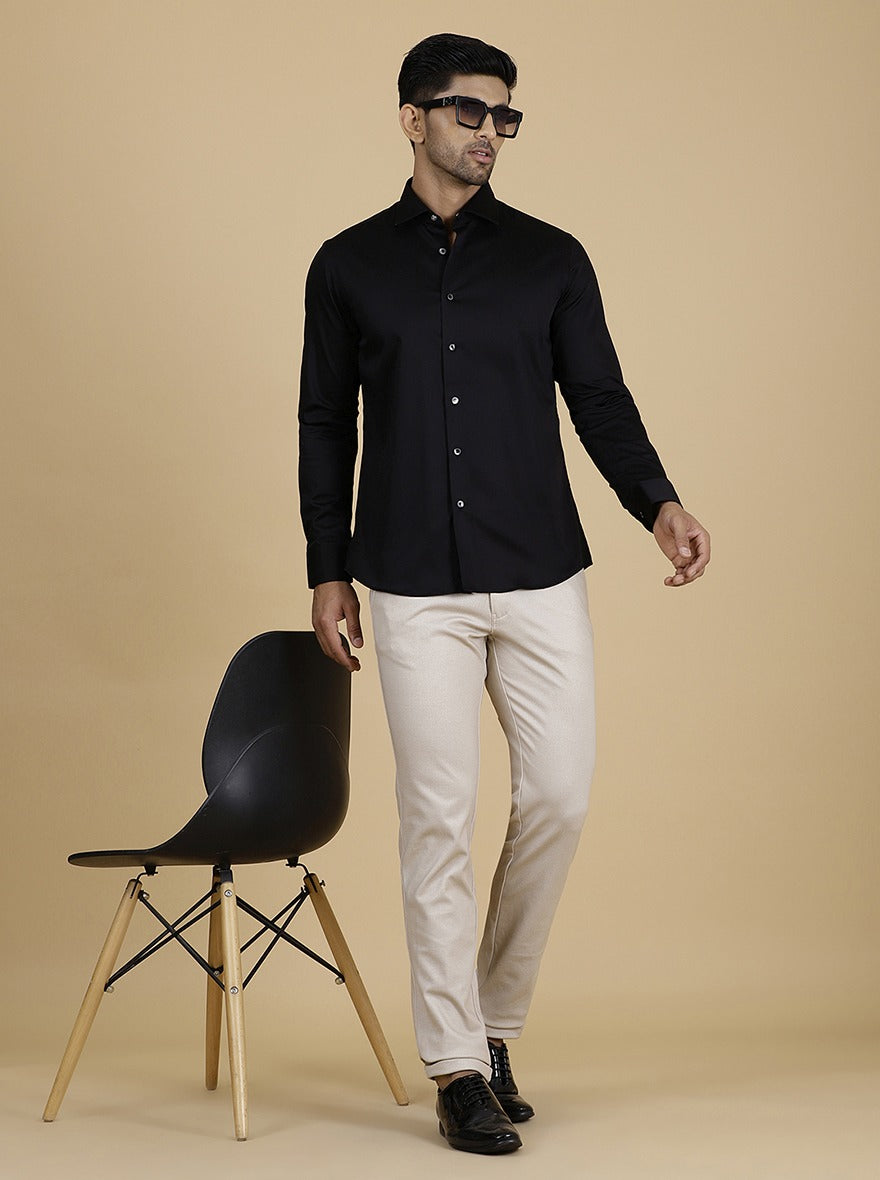 Black Solid Slim Fit Party Wear Shirt | Wyre