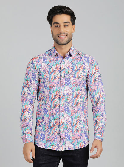 Multicolor Printed Slim Fit Casual Shirt | JadeBlue