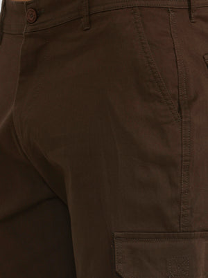 Brown Solid Slim Fit Cargo Pant | Greenfibre
