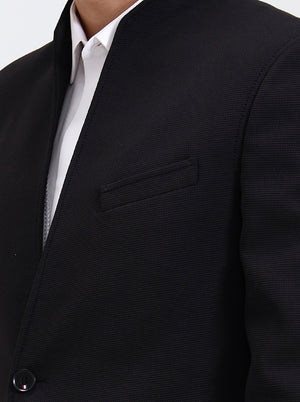 Black Solid Regular Fit Blazer | JB Studio