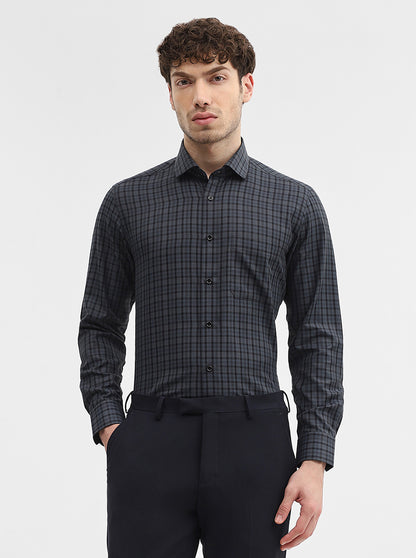 Blue Checked Slim Fit Formal Shirt | Greenfibre