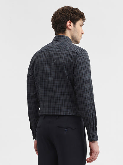 Blue Checked Slim Fit Formal Shirt | Greenfibre