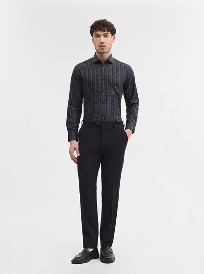 Blue Checked Slim Fit Formal Shirt | Greenfibre