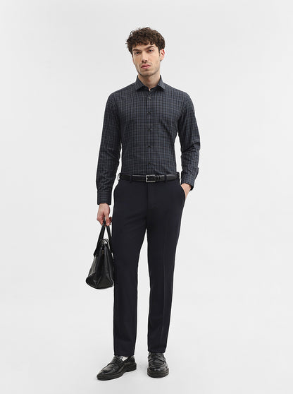 Blue Checked Slim Fit Formal Shirt | Greenfibre