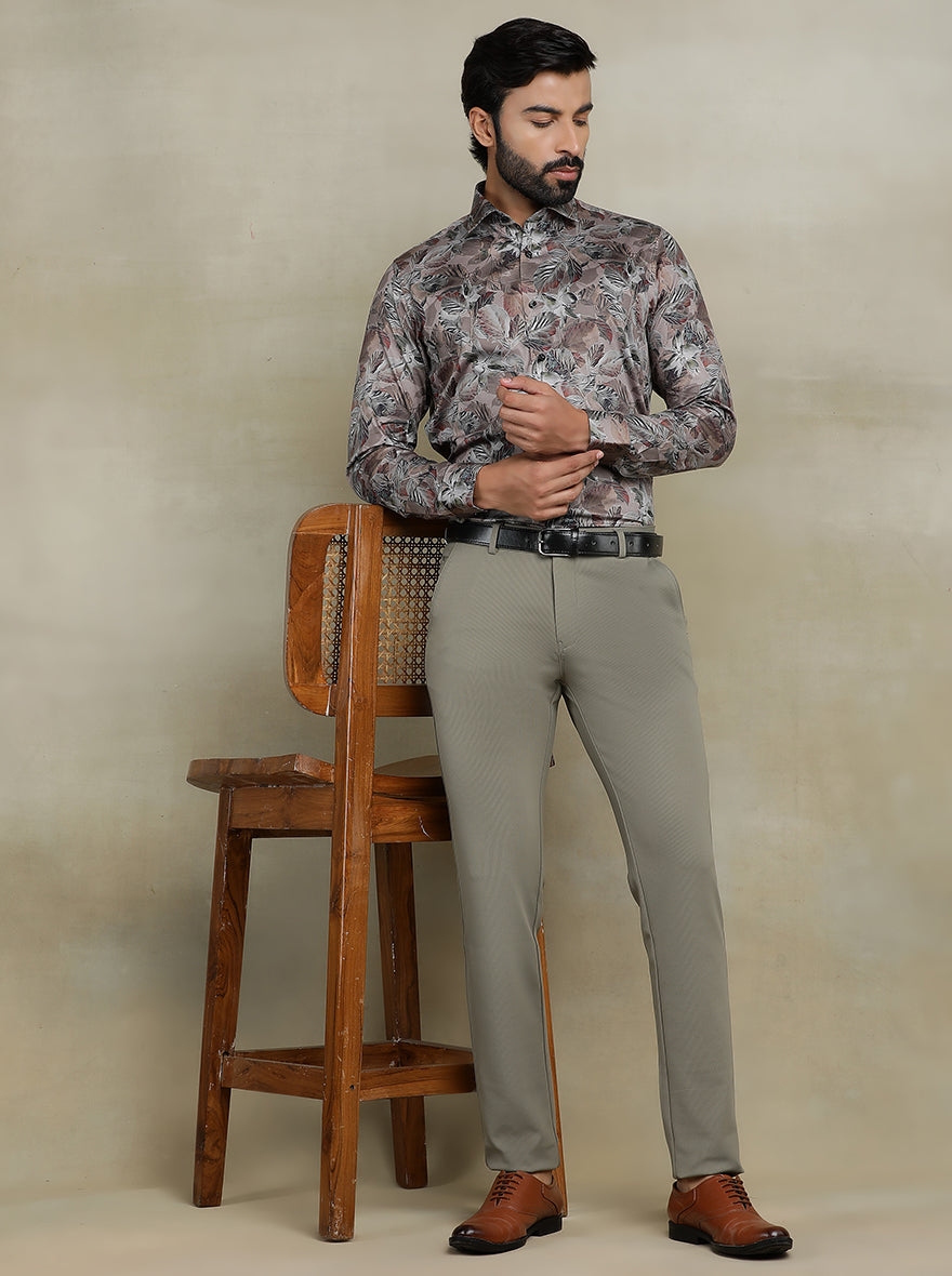 Brown Printed Slim fit Party Wear Shirt | Wyre