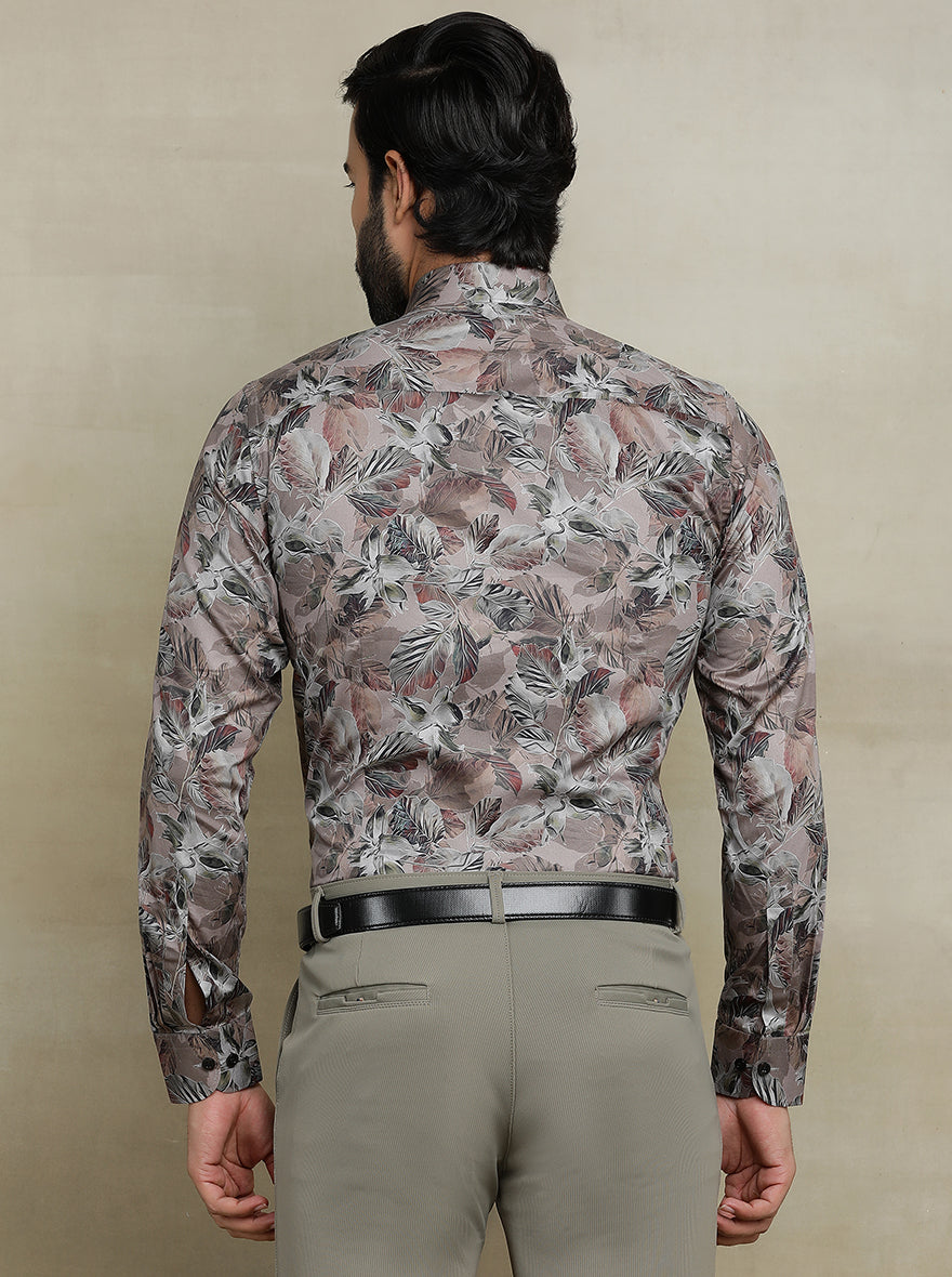 Brown Printed Slim fit Party Wear Shirt | Wyre