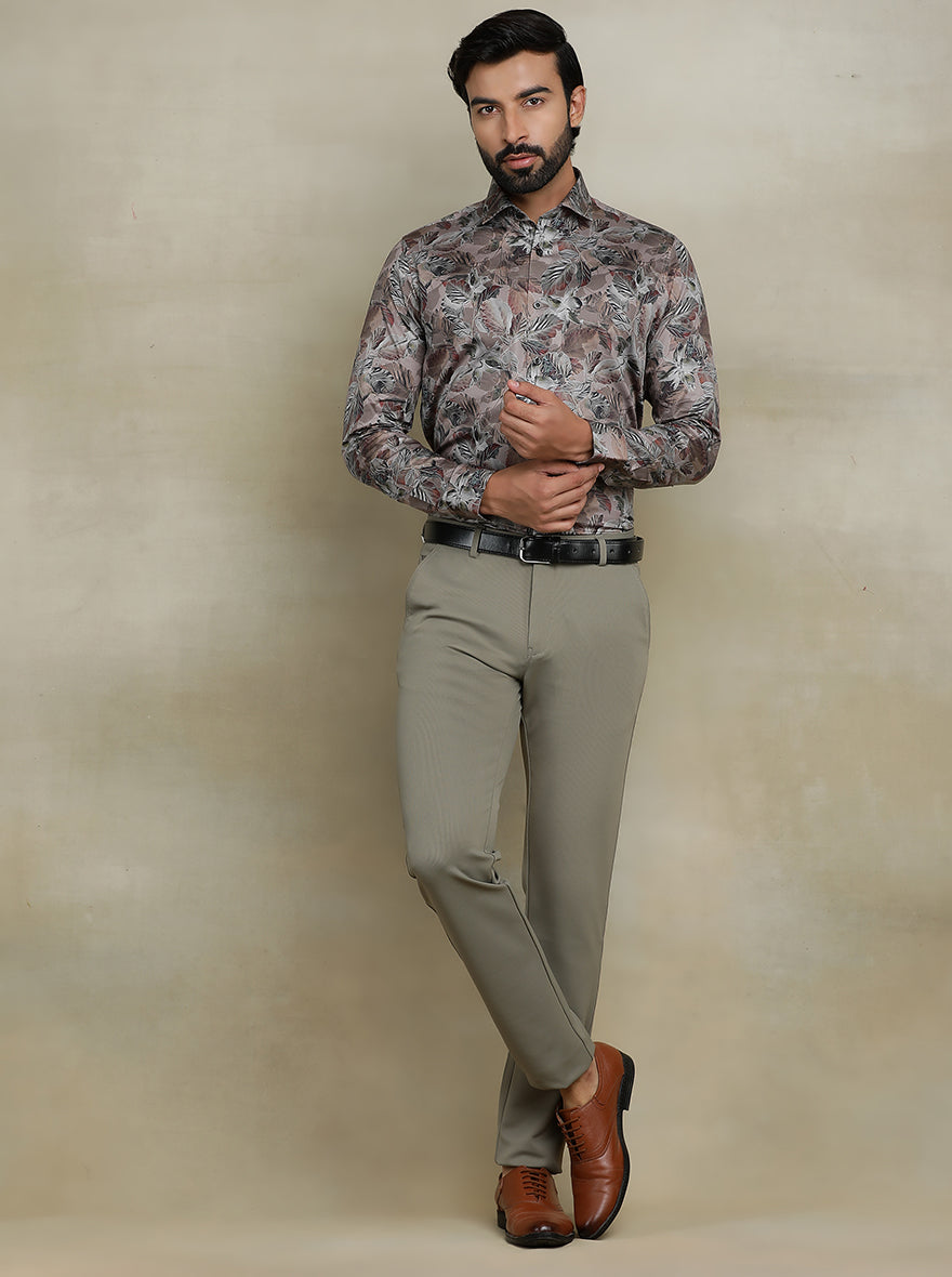 Brown Printed Slim fit Party Wear Shirt | Wyre