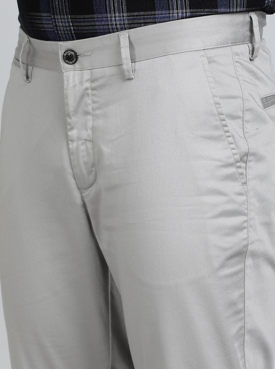 Light Grey Solid Uno Fit Casual Trouser | JadeBlue
