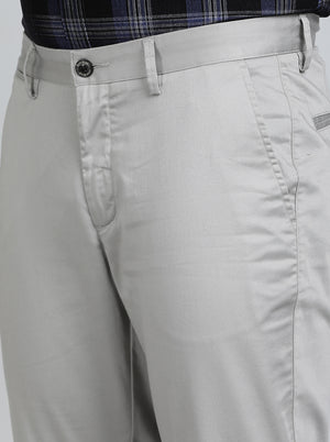 Light Grey Solid Uno Fit Casual Trouser | JadeBlue