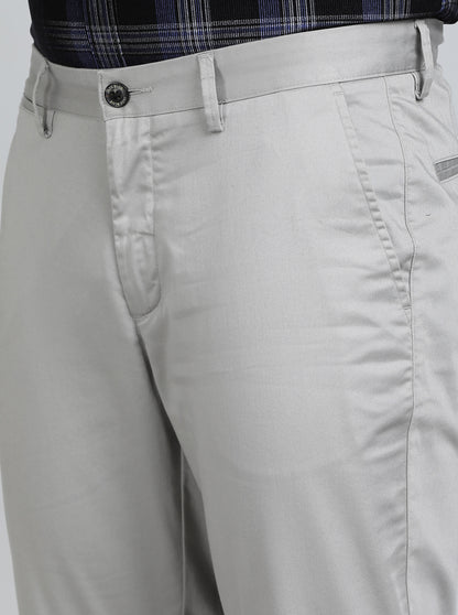 Light Grey Solid Uno Fit Casual Trouser | JadeBlue