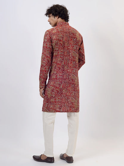 Red Printed Kurta | The Kurta Company