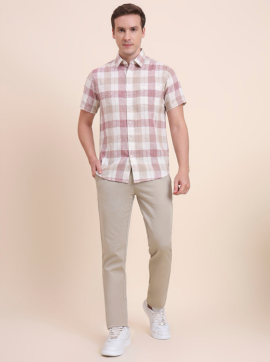 Pink Checked Slim Fit Casual Shirt | JadeBlue