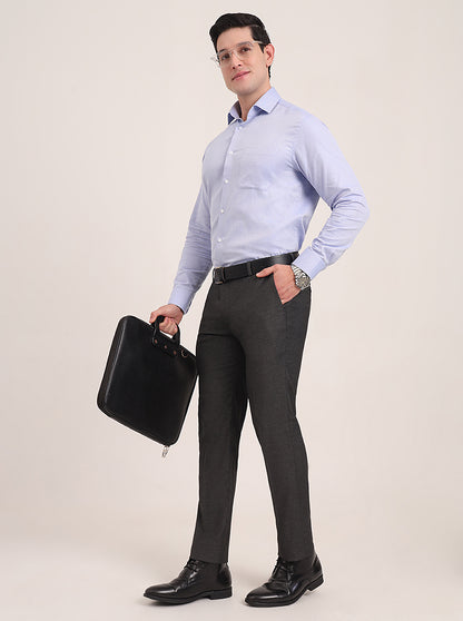Dark Grey Solid Super Slim Fit Formal Trouser | JadeBlue Youth