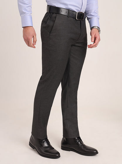 Dark Grey Solid Super Slim Fit Formal Trouser | JadeBlue Youth