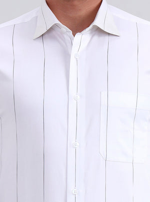 White Striped Slim Fit Formal Shirt | Metal