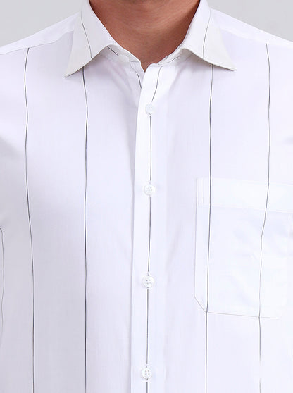 White Striped Slim Fit Formal Shirt | Metal