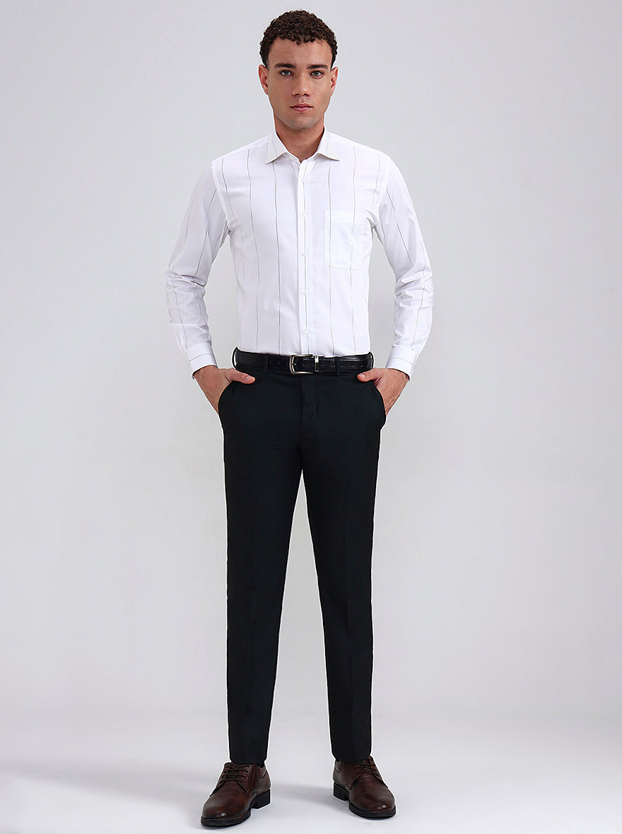 White Striped Slim Fit Formal Shirt | Metal