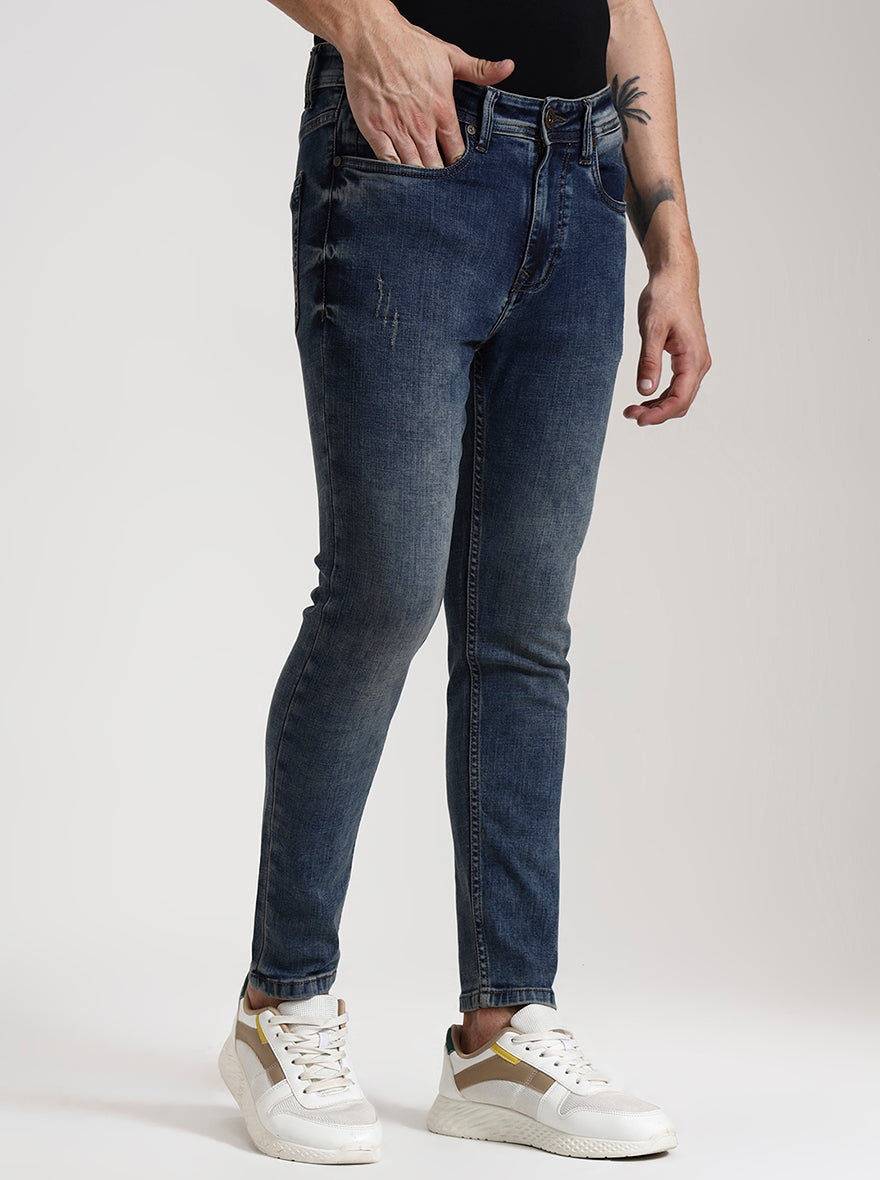 Mid Indigo Washed Rider Fit Jeans | JadeBlue