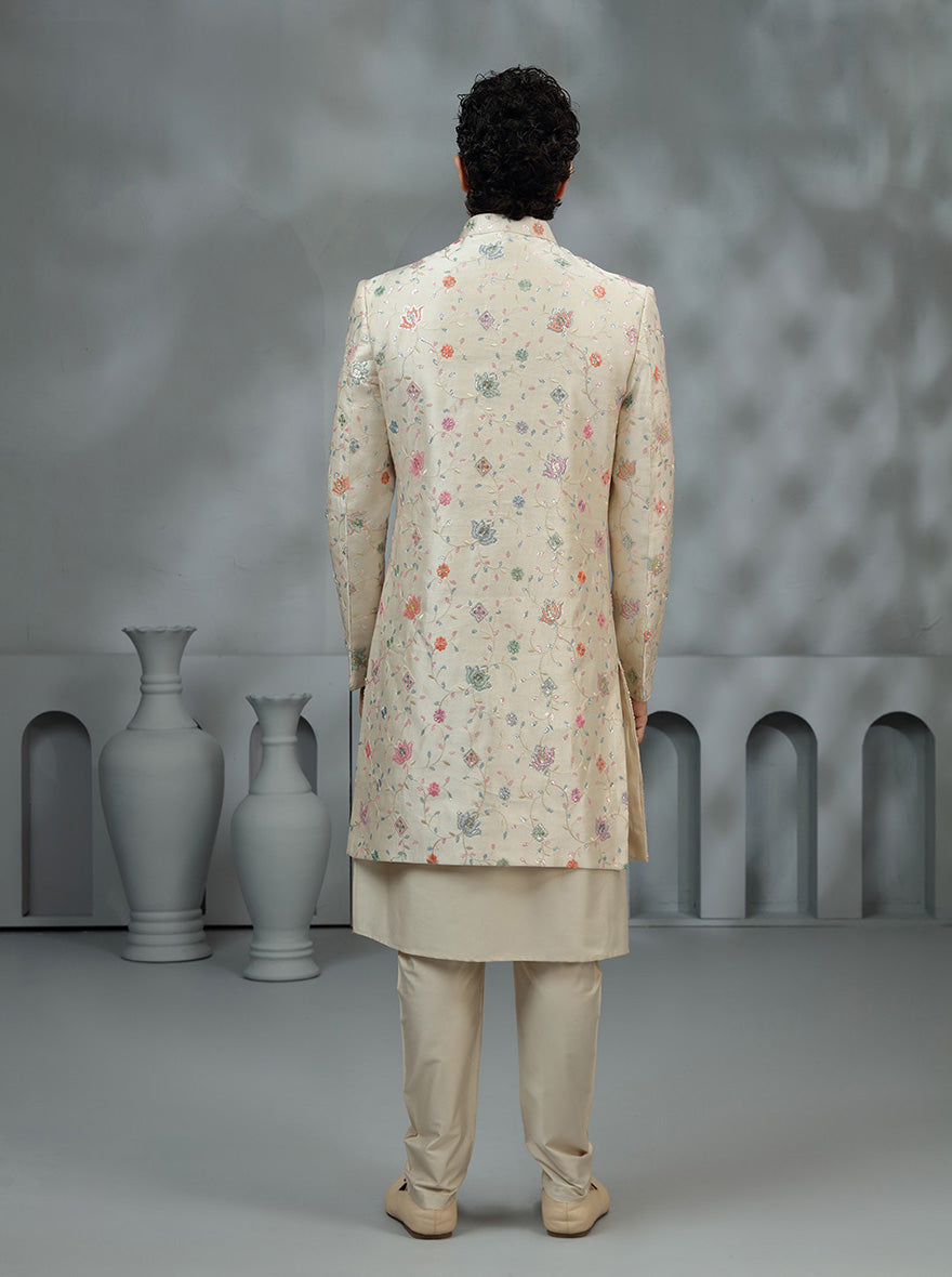 Beige Embroidered Sherwani | TULA