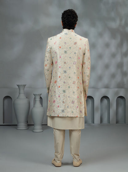 Beige Embroidered Sherwani | TULA