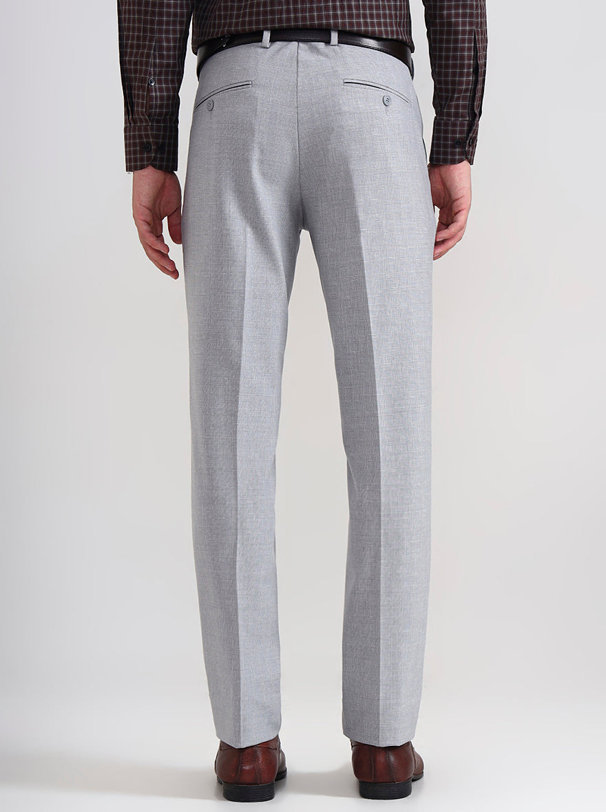Light Grey Solid Slim Fit Formal Trouser | JadeBlue Youth