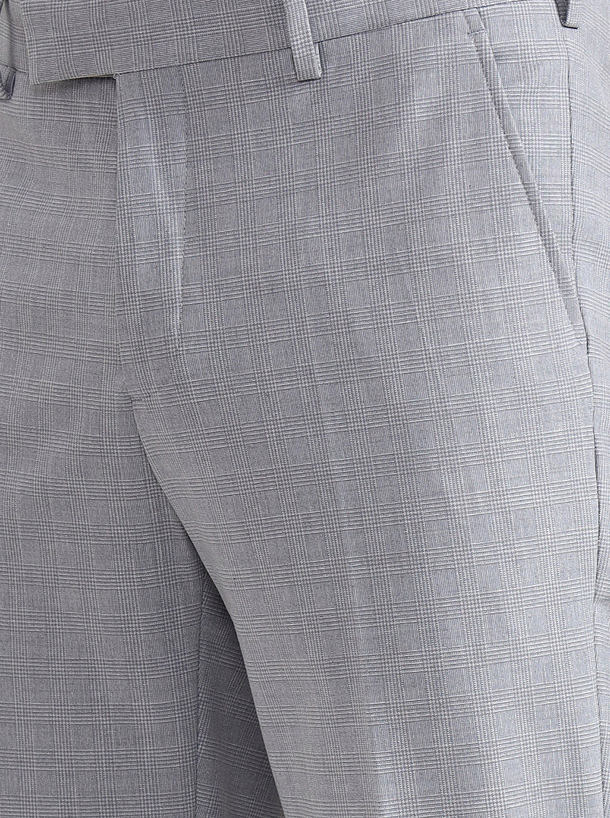 Light Grey Solid Slim Fit Formal Trouser | JadeBlue Youth
