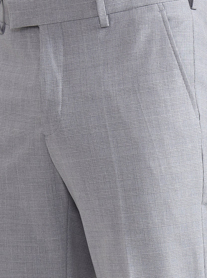 Light Grey Solid Slim Fit Formal Trouser | JadeBlue Youth