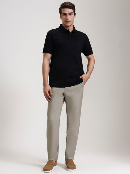 Black Solid Regular Fit Polo T-Shirt | JadeBlue