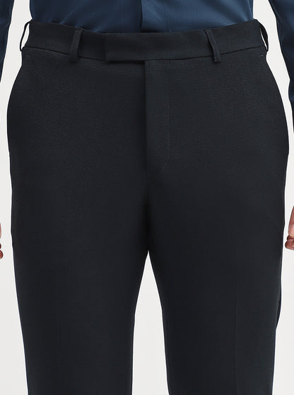 Navy Blue Solid Slim Fit Formal Trouser | Wyre