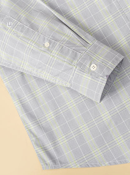Grey Checked Smart Fit Semi Casual Shirt | Greenfibre