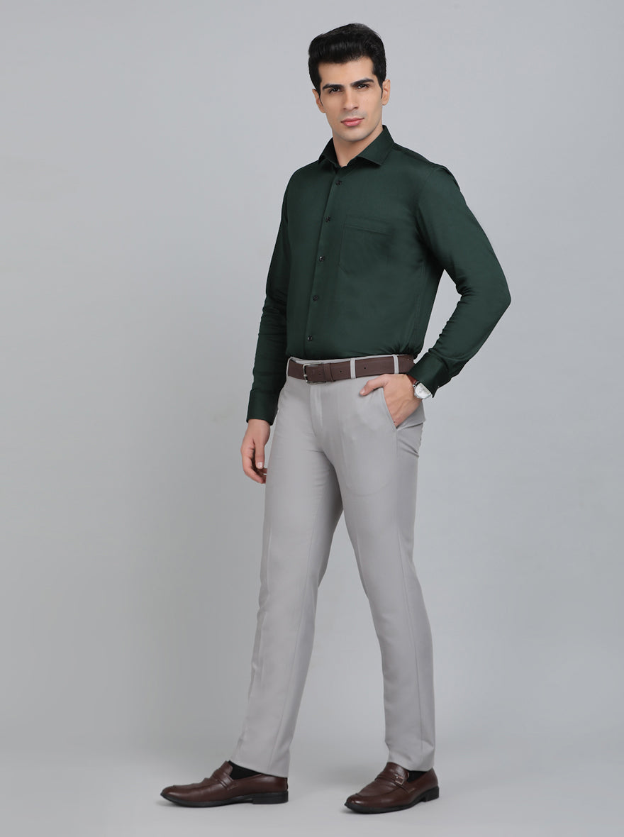 Green Solid Slim Fit Party Wear Shirt | Greenfibre