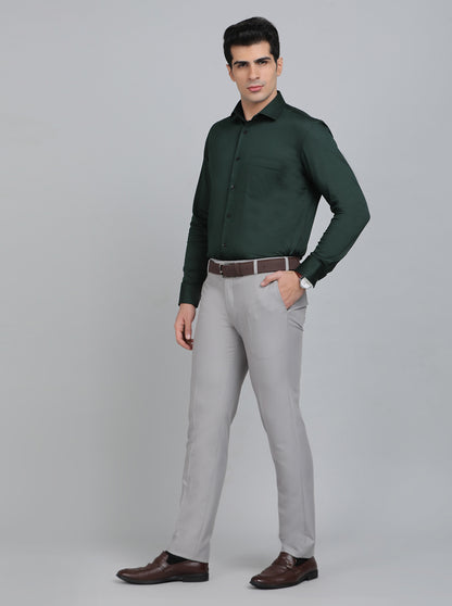 Green Solid Slim Fit Party Wear Shirt | Greenfibre