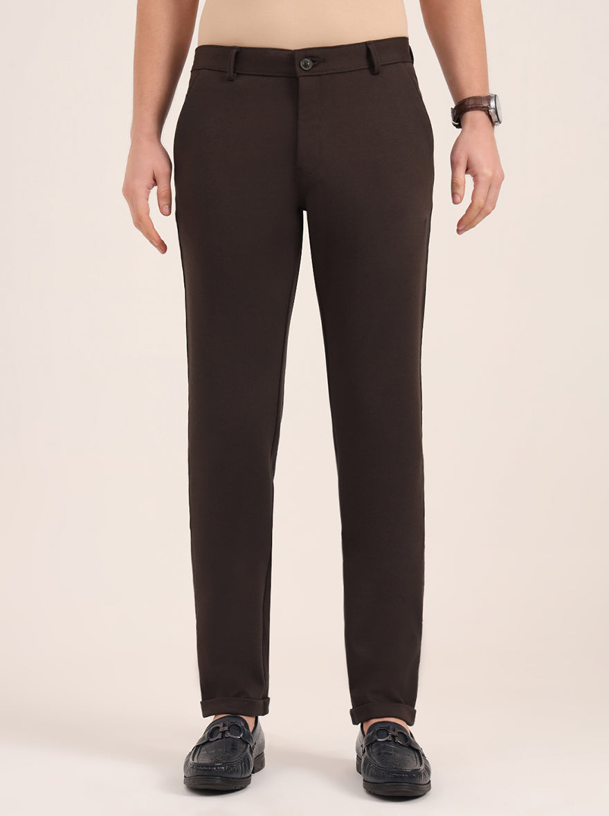 Olive Green Solid Slim Fit Club Wear Trouser | JB Studio