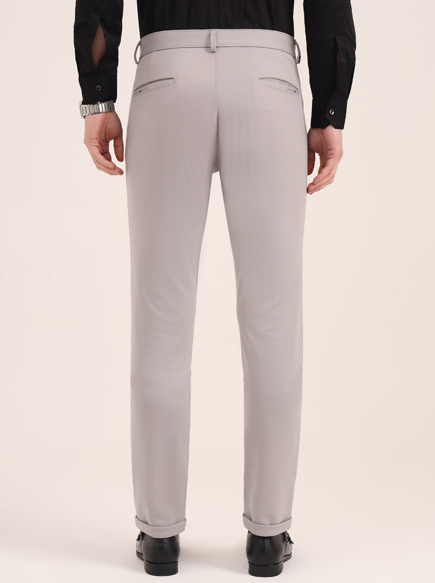 Light Grey Solid Slim Fit Club Wear Trouser | JB Studio