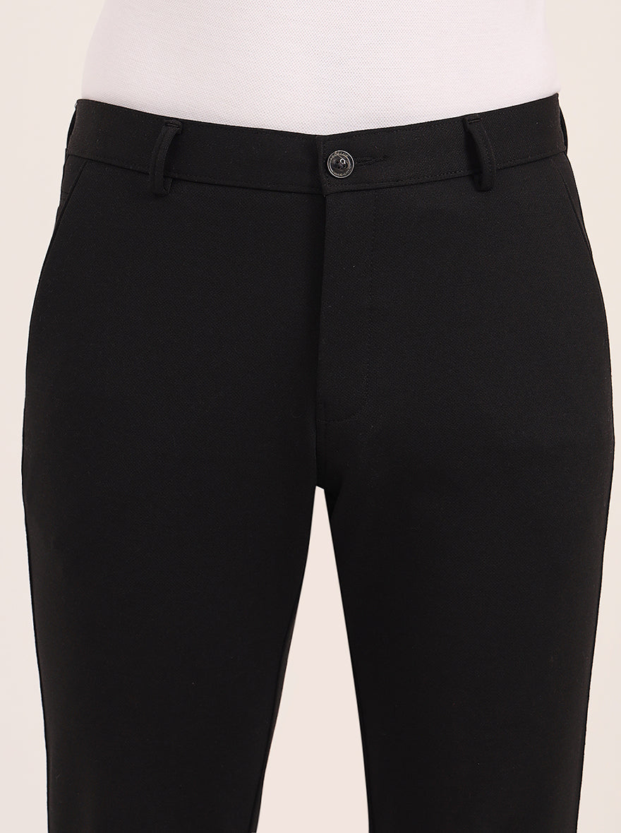 Black Solid Slim Fit Club Wear Trouser | JB Studio