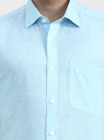 Sky Blue Solid Regular Fit Formal Shirt | JadeBlue
