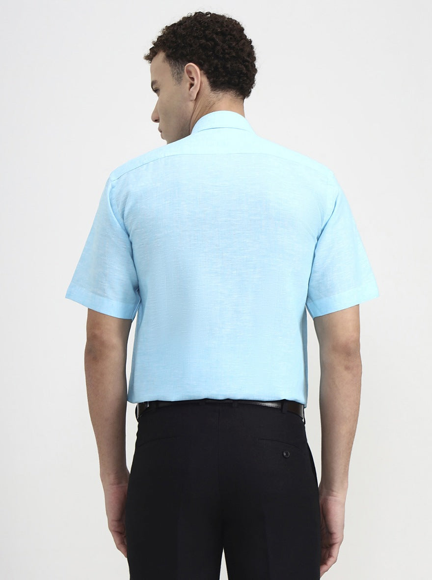 Sky Blue Solid Regular Fit Formal Shirt | JadeBlue