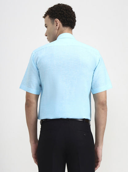 Sky Blue Solid Regular Fit Formal Shirt | JadeBlue