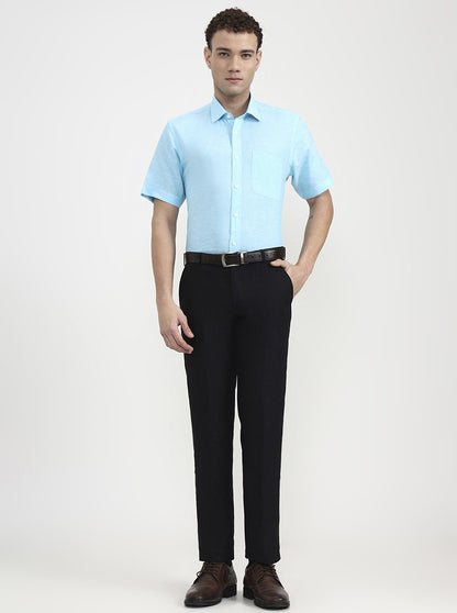 Sky Blue Solid Regular Fit Formal Shirt | JadeBlue