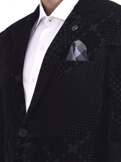 Black Printed Regular Fit Blazer | Wyre