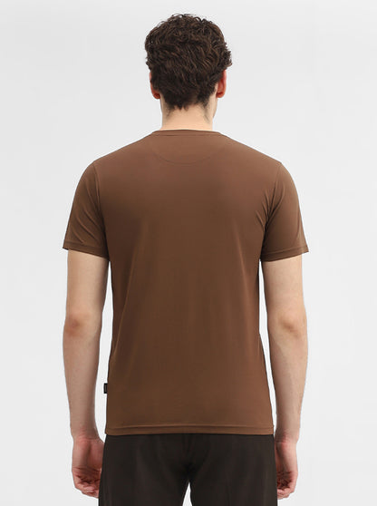 Brown Printed Slim Fit T-Shirt | JadeBlue