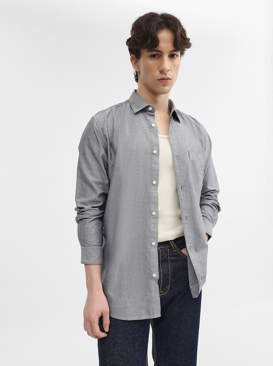 Black Solid Slim Fit Casual Shirt | JadeBlue