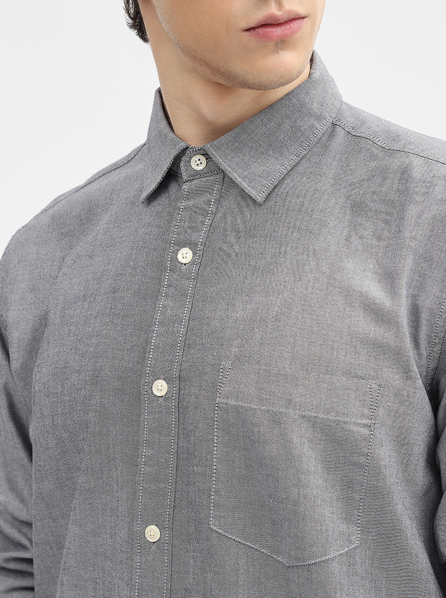 Black Solid Slim Fit Casual Shirt | JadeBlue