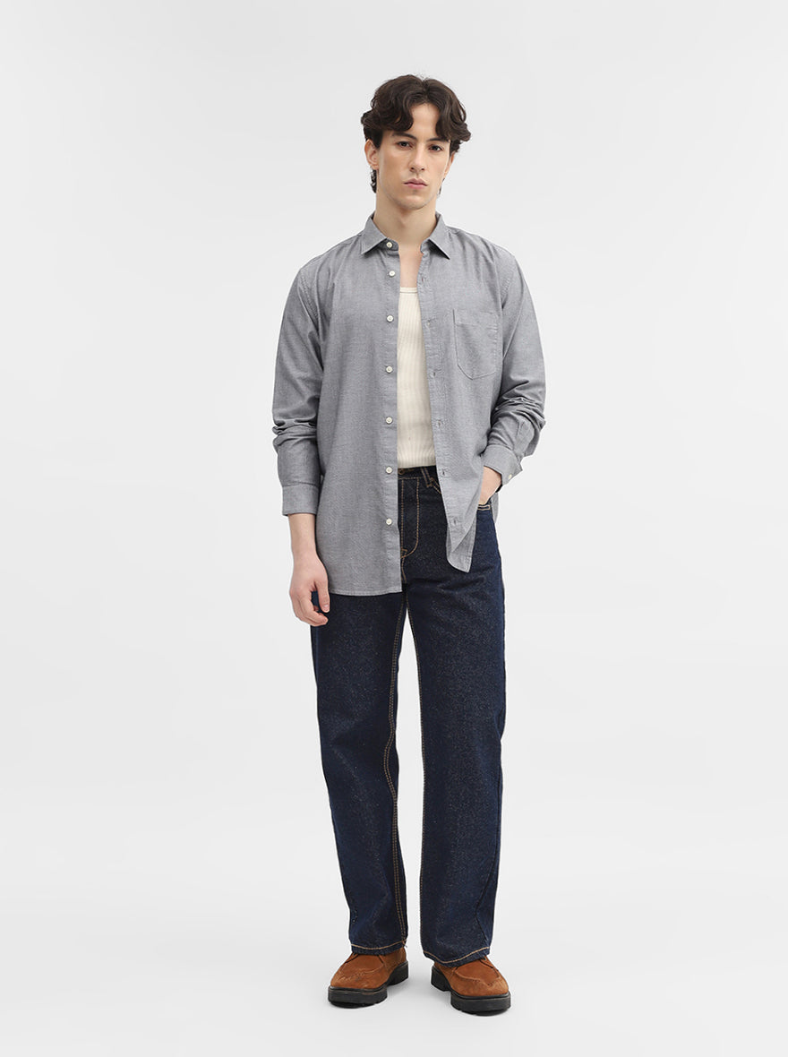 Black Solid Slim Fit Casual Shirt | JadeBlue