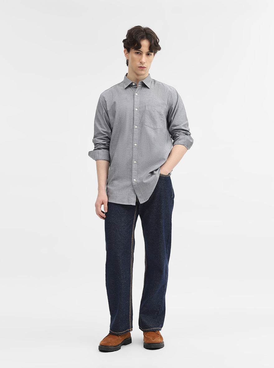 Black Solid Slim Fit Casual Shirt | JadeBlue