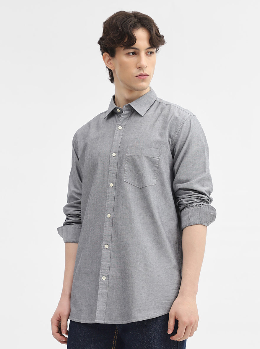 Black Solid Slim Fit Casual Shirt | JadeBlue