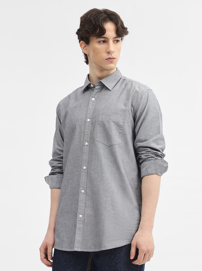 Black Solid Slim Fit Casual Shirt | JadeBlue