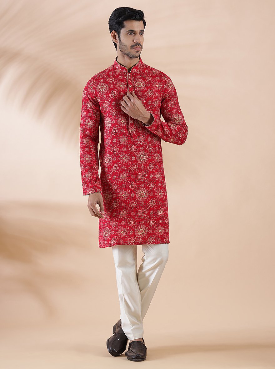 Rani Pink Printed Kurta | The Kurta Company